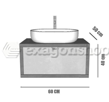 Mobile bagno Grigio Cielo 60x50 Thema un cassetto e Lavabo da appoggio