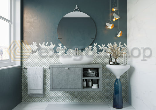 Mobile bagno 80x50 Grigio Cielo Thema con cassetto vano e lavabo