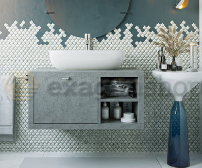 Mobile bagno 80x50 Grigio Cielo Thema con cassetto vano e lavabo