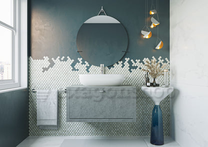 Mobile bagno 80x50 Thema Grigio Cielo un cassetto e Lavabo da appoggio