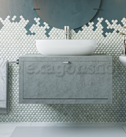 Mobile bagno 80x50 Thema Grigio Cielo un cassetto e Lavabo da appoggio
