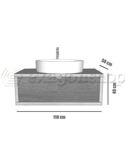 Mobile bagno 110x50 Thema Rovere farnia con Lavabo in ceramica