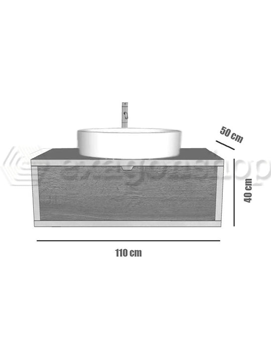 Mobile bagno 110x50 Thema Rovere farnia con Lavabo in ceramica