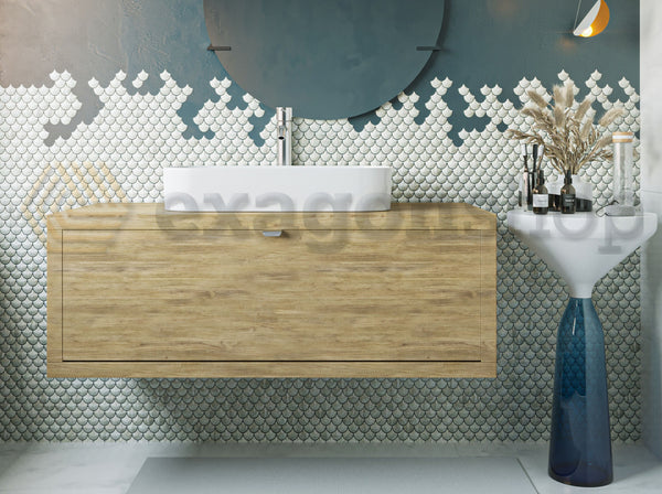 Mobile bagno 110x50 Thema Rovere farnia con Lavabo in ceramica