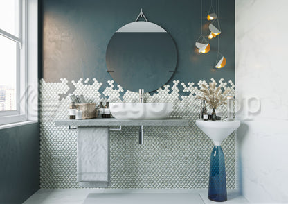 Mobile bagno Grigio Cielo 80x50 Thema con mensola porta Lavabo in ceramica