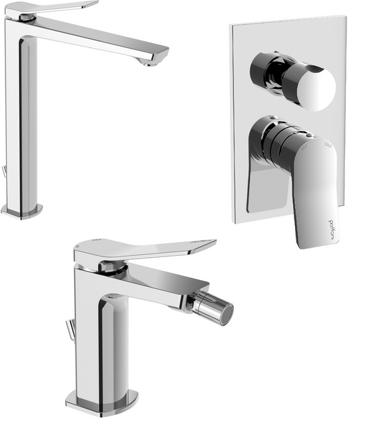 Paffoni tilt set miscelatori lavabo bidet con scarico automatico doccia incasso 2uscite con deviatore cromo