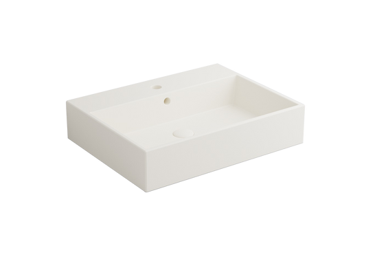 Cielo Smile lavabo 60x46 monoforo rettangolare sospeso o da appoggio con troppo pieno in ceramica talco