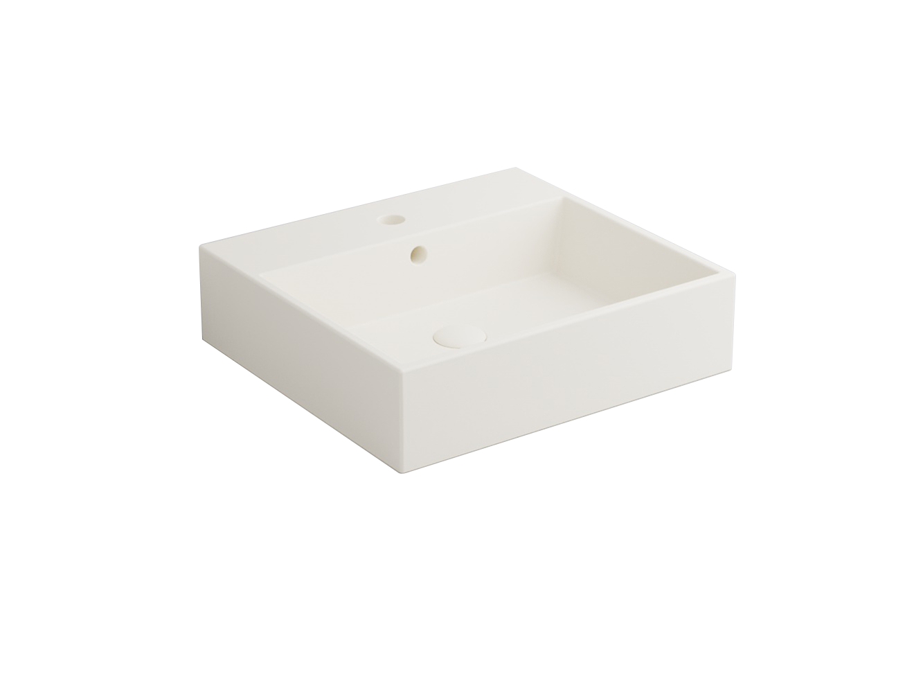 Cielo Smile lavabo 50x46 monoforo rettangolare sospeso o da in ceramica ambientato su piano bagno con accessori