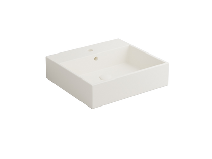 Cielo Smile lavabo 50x46 monoforo rettangolare sospeso o da appoggio con troppo pieno in ceramica talco