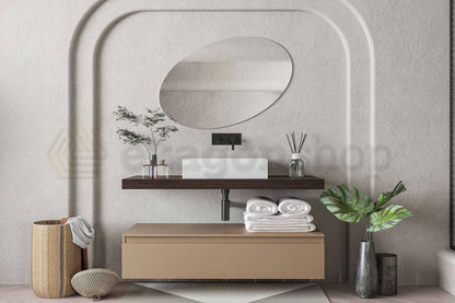 Mobile bagno caffe tortora opaco 120x50 Oasy cassetto con top e lavabo rettangolare da appoggio