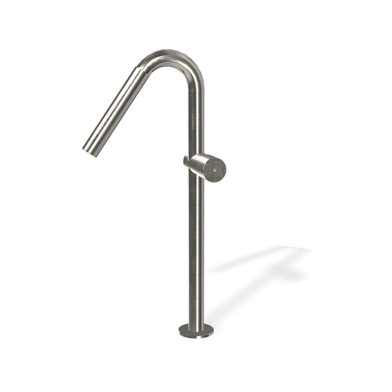 Treemme 22mm it1118is2hzz miscelatore lavabo monocomando Acciaio, vista frontale su sfondo bianco - Rubinetterie Treemme