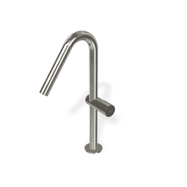 Treemme 22mm miscelatore lavabo alto monocomando canna ad Acciaio, vista frontale su sfondo bianco - Rubinetterie Treemme