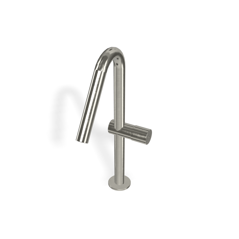 Treemme 22mm miscelatore lavabo alto monocomando canna ad Acciaio, vista laterale del profilo e della forma...