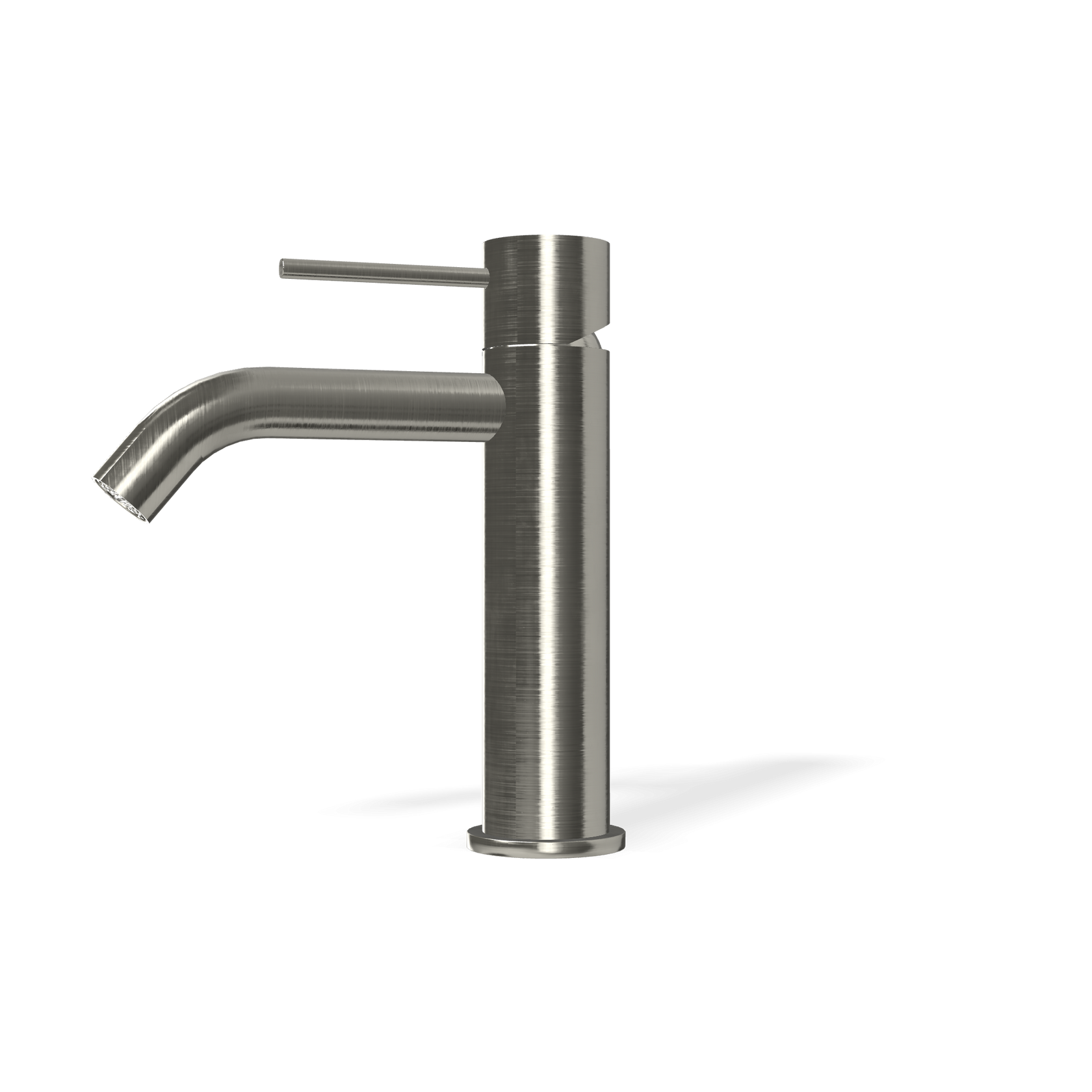 Treemme 40 mm miscelatore lavabo 107 mm monocomando inox Acciaio, vista frontale su sfondo bianco - Rubinetterie Treemme