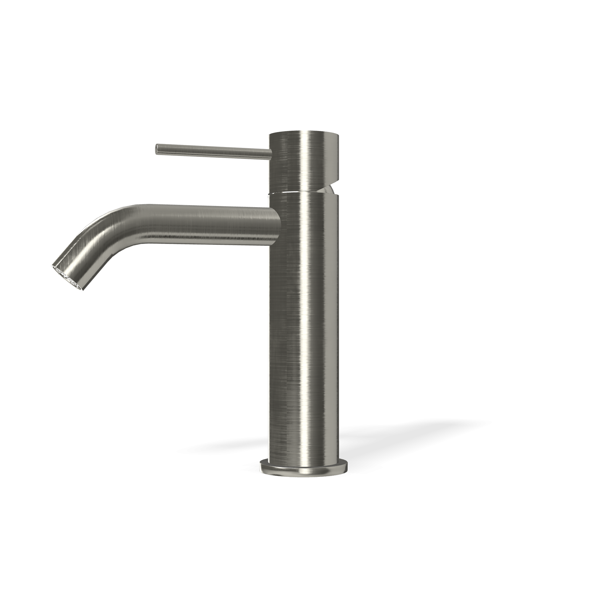 Treemme 40 mm miscelatore lavabo 107 mm monocomando inox Acciaio, vista frontale su sfondo bianco - Rubinetterie Treemme