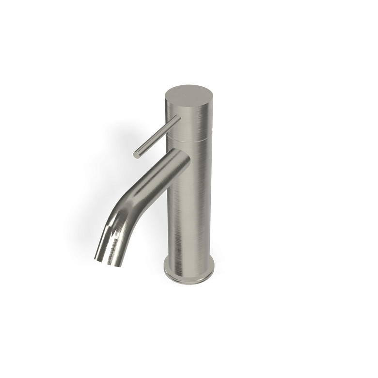 Treemme 40 mm miscelatore lavabo 107 mm monocomando inox Acciaio, vista laterale del profilo e della forma - Rubinetterie...