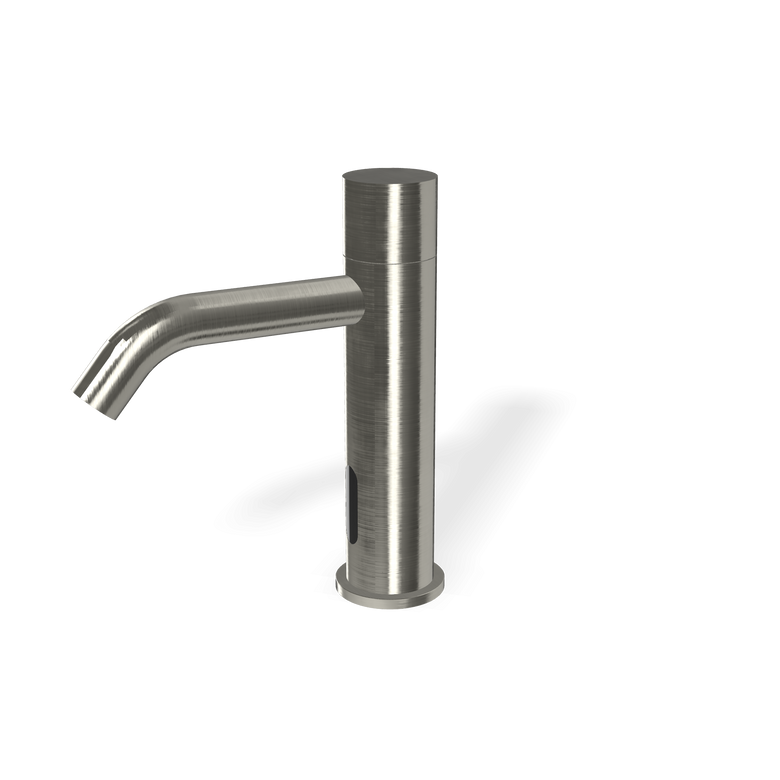 Treemme 40mm miscelatore lavabo elettronico monocomando con Acciaio, vista frontale su sfondo bianco - Rubinetterie Treemme