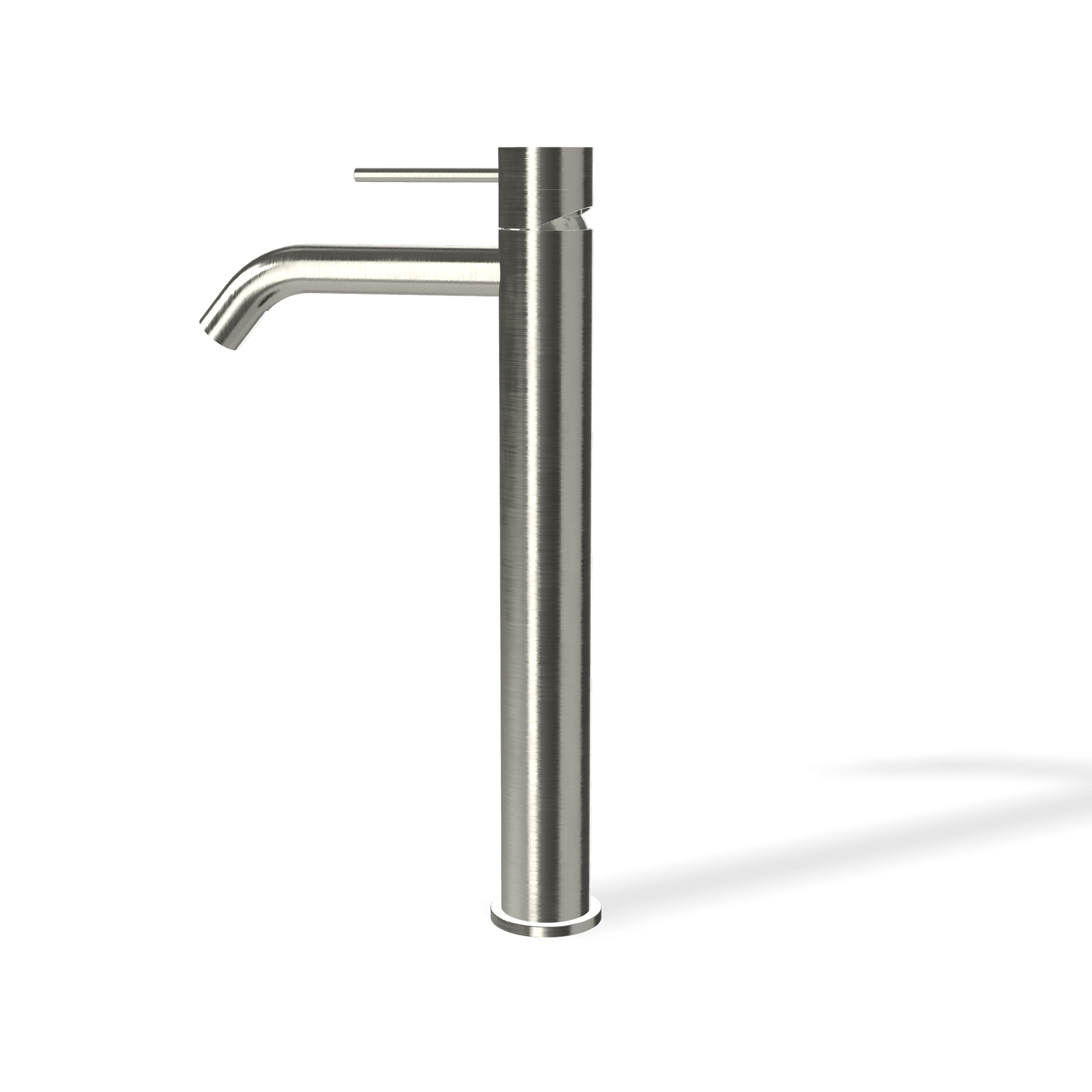 Treemme 40mm miscelatore lavabo alto 258 mm inox satinato Acciaio, vista frontale su sfondo bianco - Rubinetterie Treemme