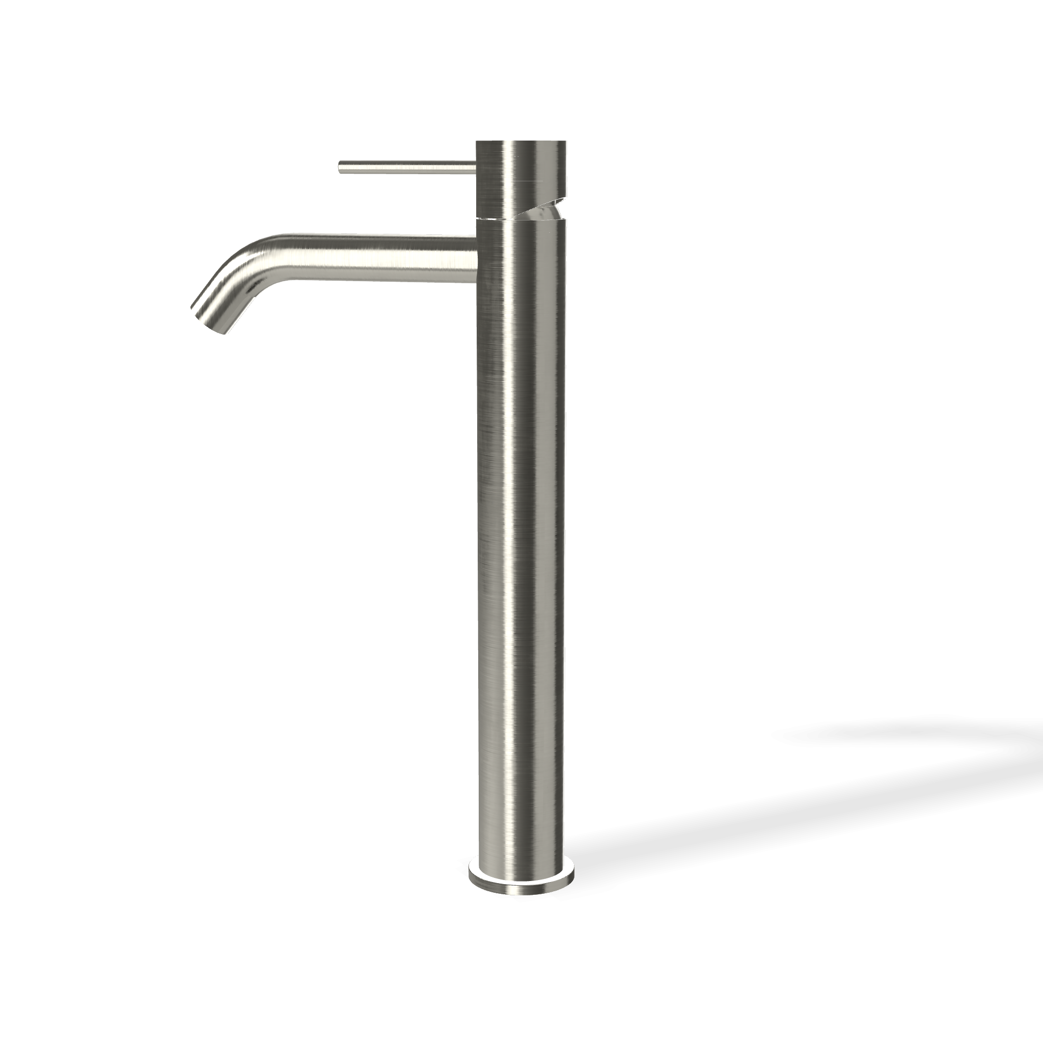 Treemme 40mm miscelatore lavabo alto 258 mm inox satinato Acciaio, vista frontale su sfondo bianco - Rubinetterie Treemme