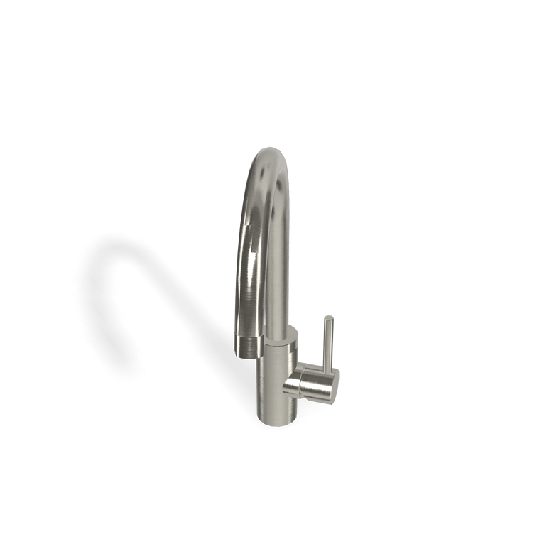 Treemme 40mm IT1332IS40ZZ miscelatore lavello cucina inox Acciaio, vista laterale della canna girevole - Rubinetterie Treemme