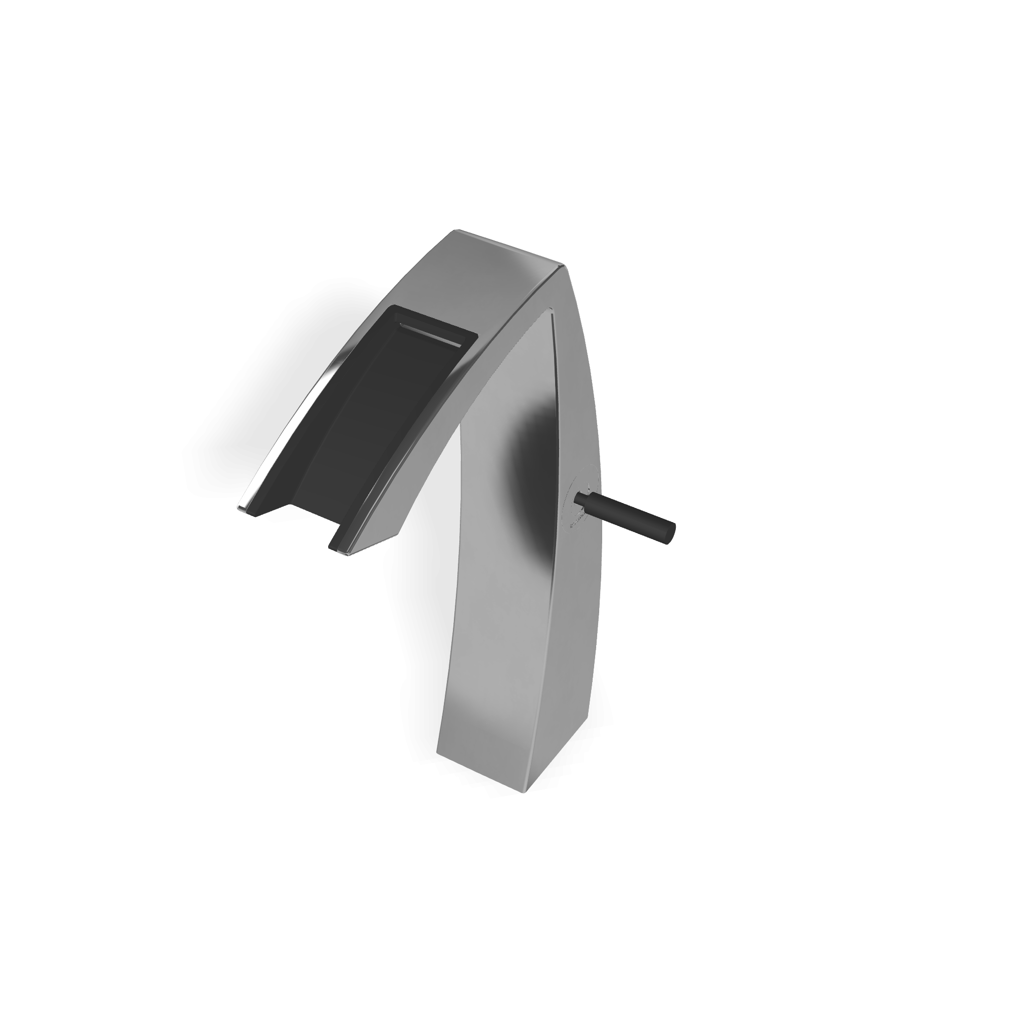 Treemme Arche miscelatore lavabo alto 230mm a cascata cromo Cromo Lucido, vista laterale del profilo e della forma...