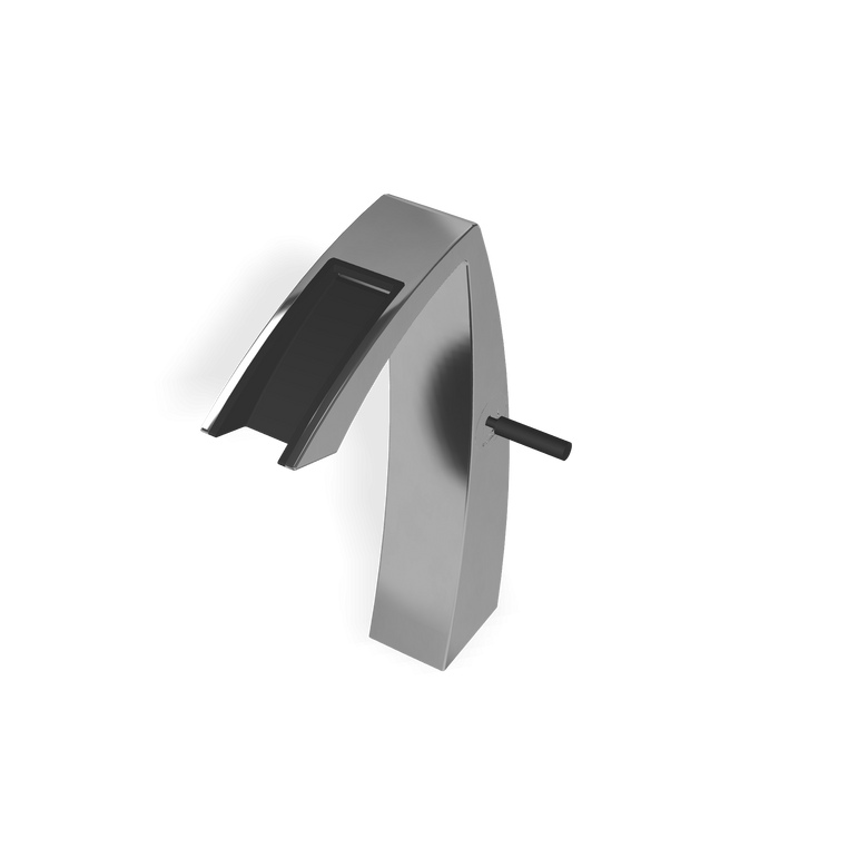 Treemme Arche miscelatore lavabo alto 230mm a cascata cromo Cromo Lucido, vista laterale del profilo e della forma...