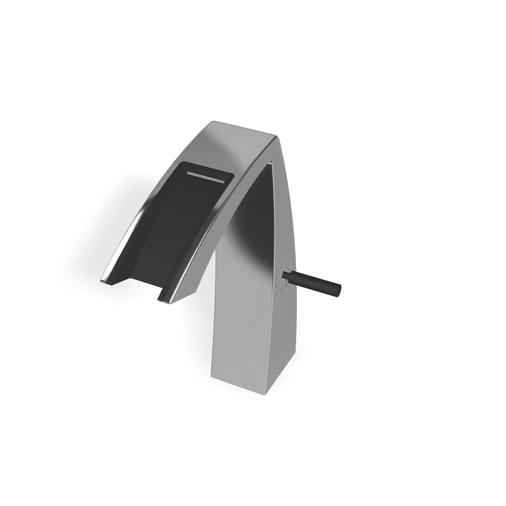 Treemme Arche miscelatore lavabo medio 180 mm a cascata Cromo Lucido, vista frontale su sfondo bianco - Rubinetterie Treemme