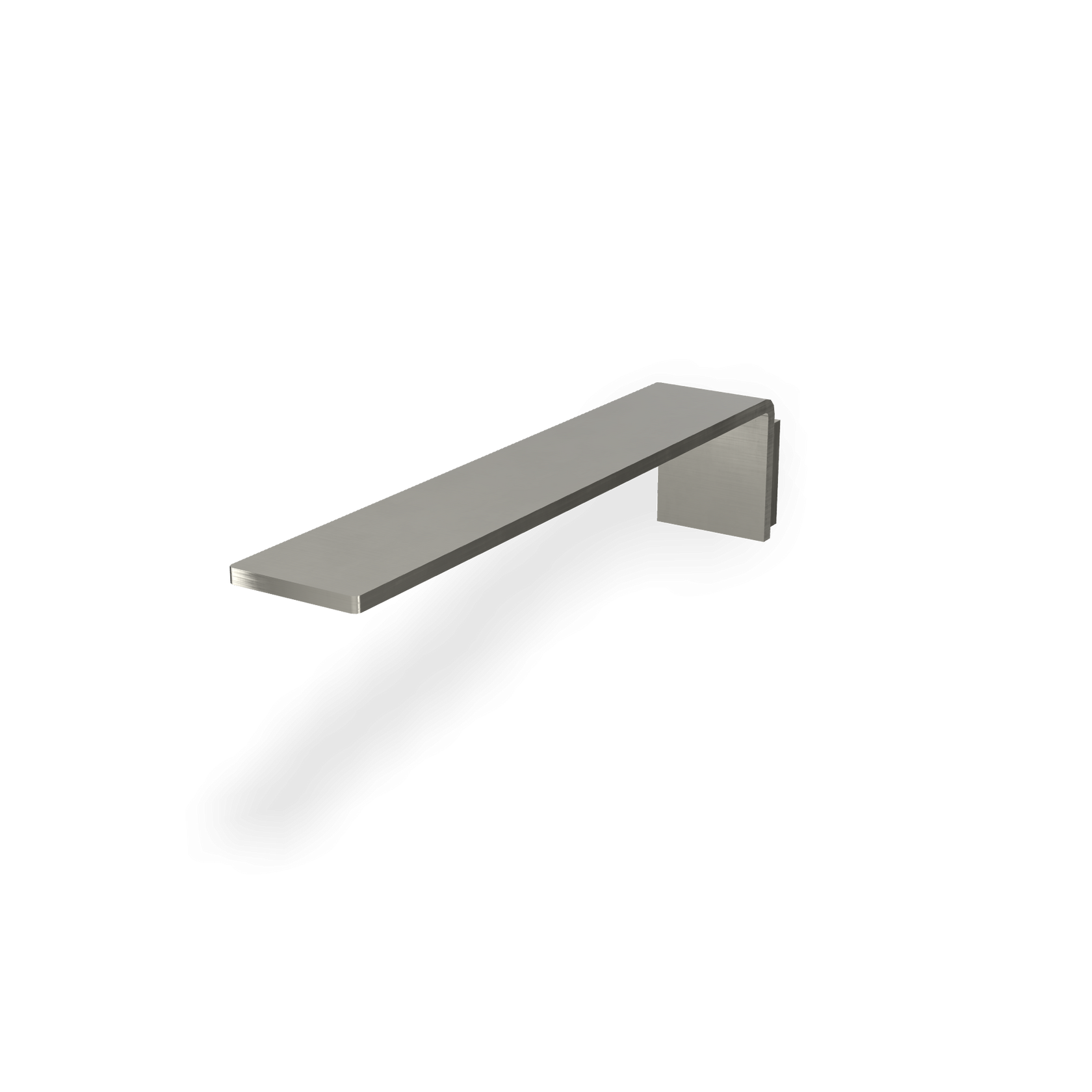 Treemme 5mm bocca lavabo 23 cm a muro in acciaio inox, vista frontale su sfondo bianco - Rubinetterie Treemme