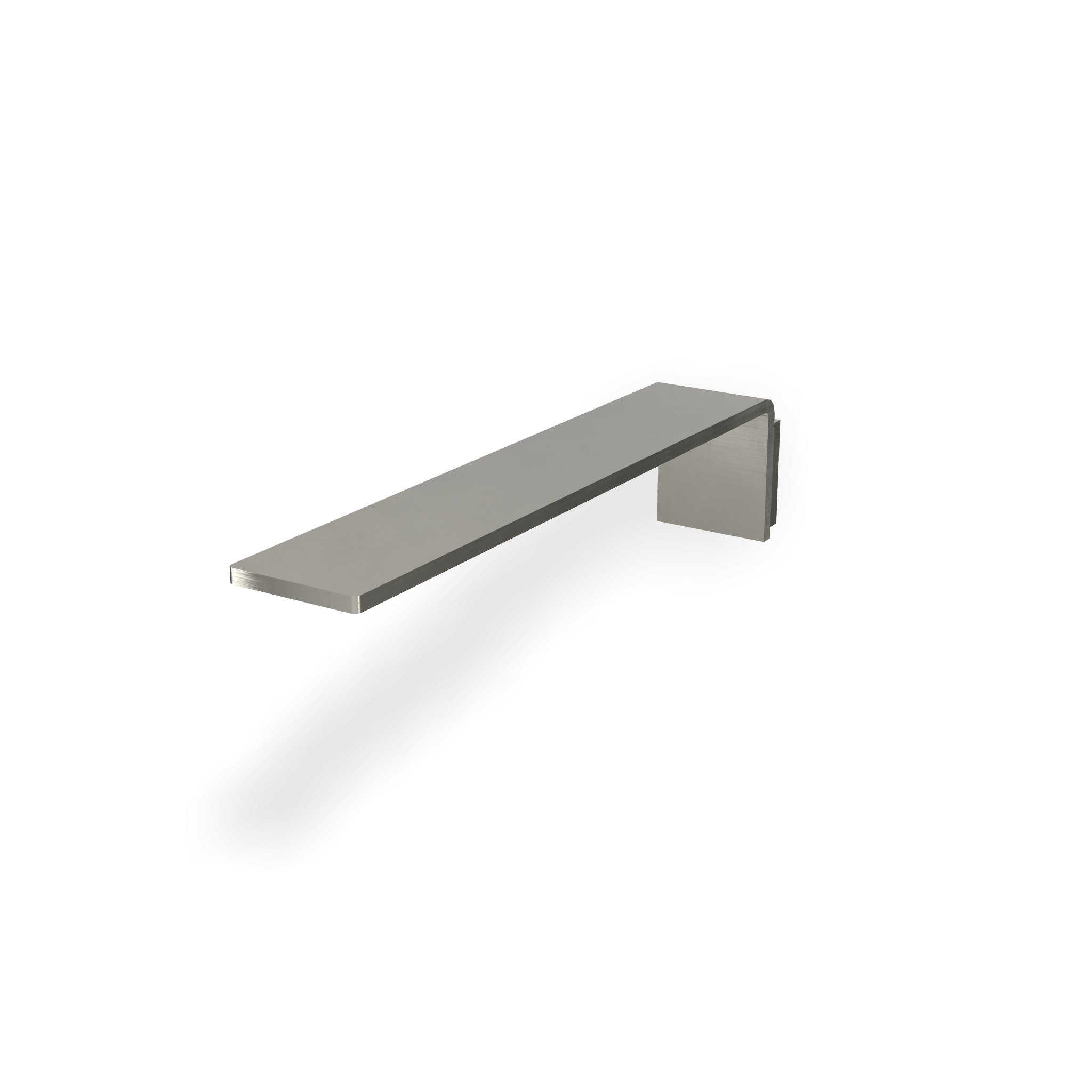 Treemme 5mm bocca lavabo 23 cm a muro in acciaio inox, vista frontale su sfondo bianco - Rubinetterie Treemme