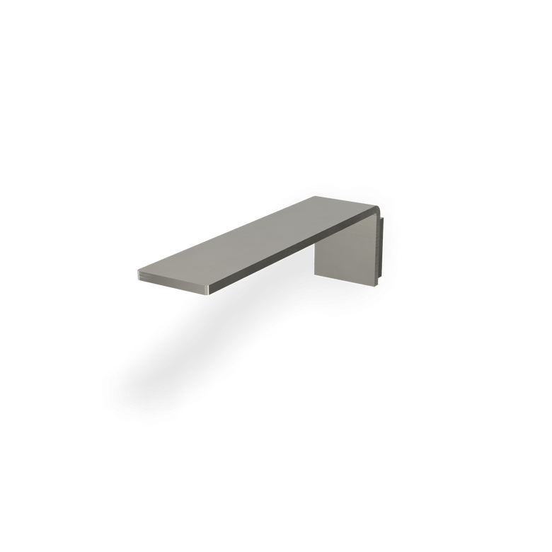 Treemme 5mm bocca lavabo 17 cm a muro in acciaio inox in satinato ambientato su piano bagno con accessori - Rubinetterie...