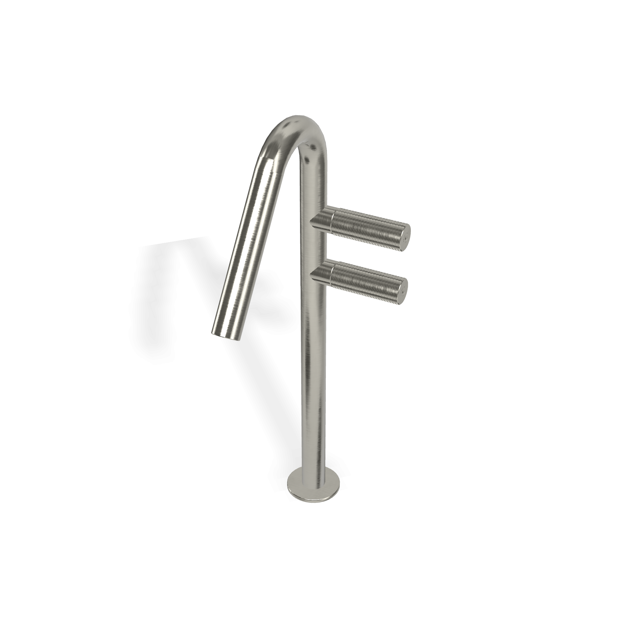Treemme 22mm miscelatore lavabo alto monoforo con canna ad Acciaio, vista frontale su sfondo bianco - Rubinetterie Treemme