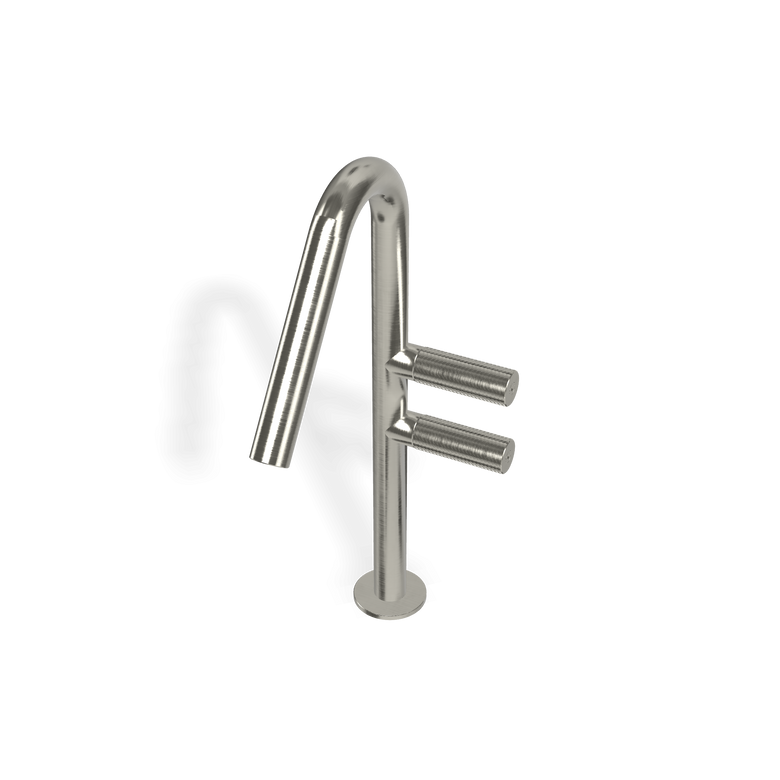 Treemme 22mm IT3053IS2GZZ miscelatore lavabo monoforo in in acciaio inox e satinato ambientato su piano bagno con...