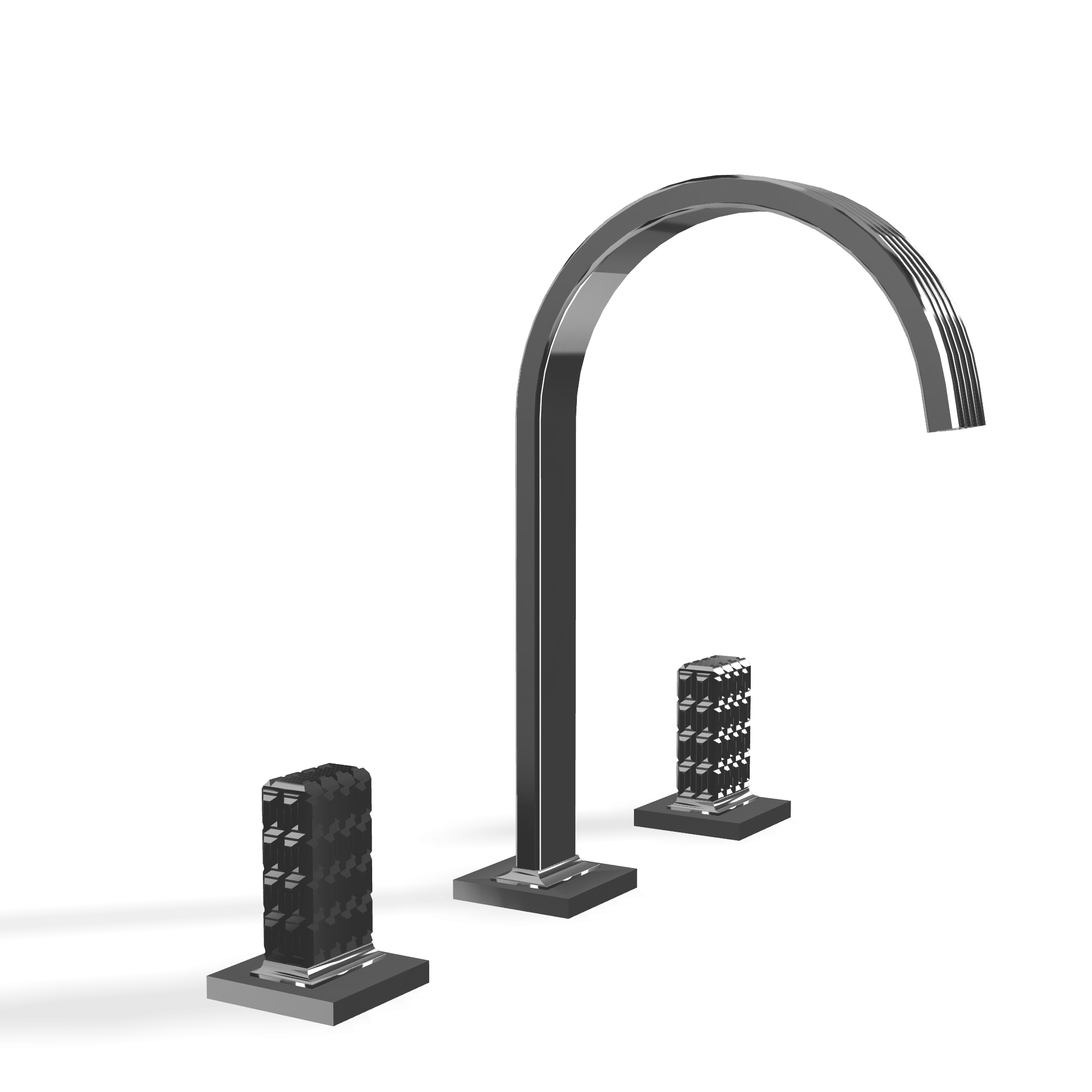Treemme Kea batteria lavabo 195mm con maniglie a led cromo Cromo Lucido visto dall'alto con scarico e interno visibili...