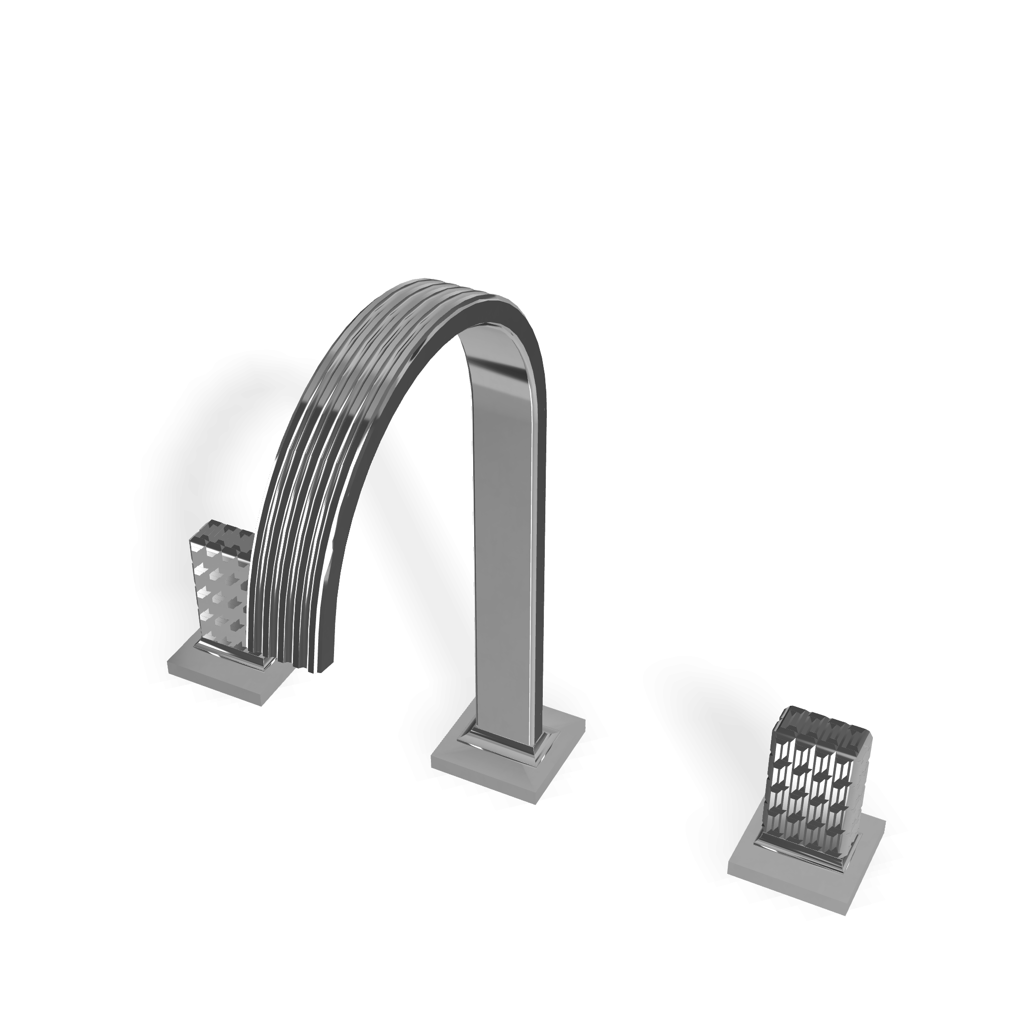 Treemme Kea batteria lavabo 195mm con maniglie a led cromo Cromo Lucido, vista laterale del profilo e della forma...