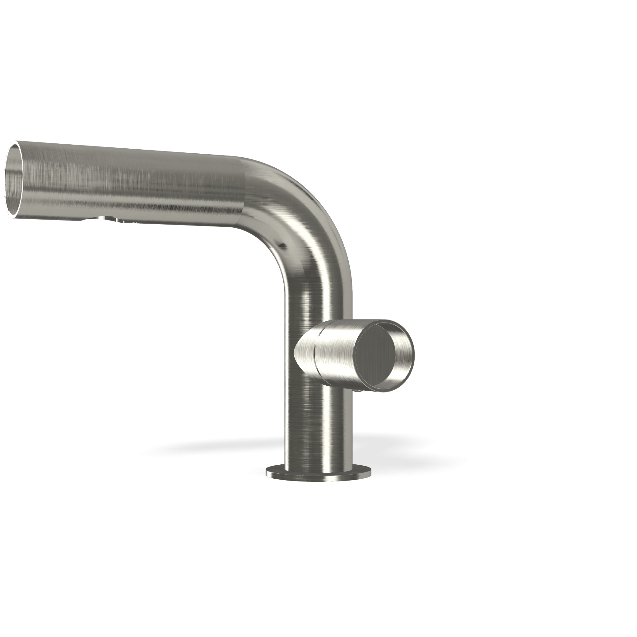 Treemme Watertube miscelatore lavabo 136mm inox satinato Acciaio, vista frontale su sfondo bianco - Rubinetterie Treemme