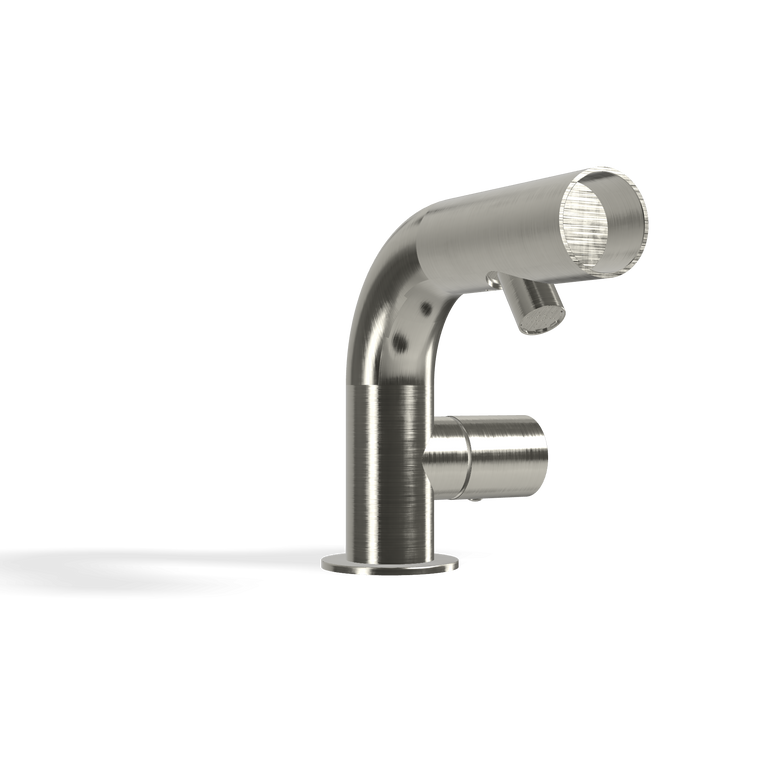 Treemme Watertube IT4A22ISWTZZ miscelatore monocomando Acciaio, dettaglio ravvicinato della finitura e del marchio...