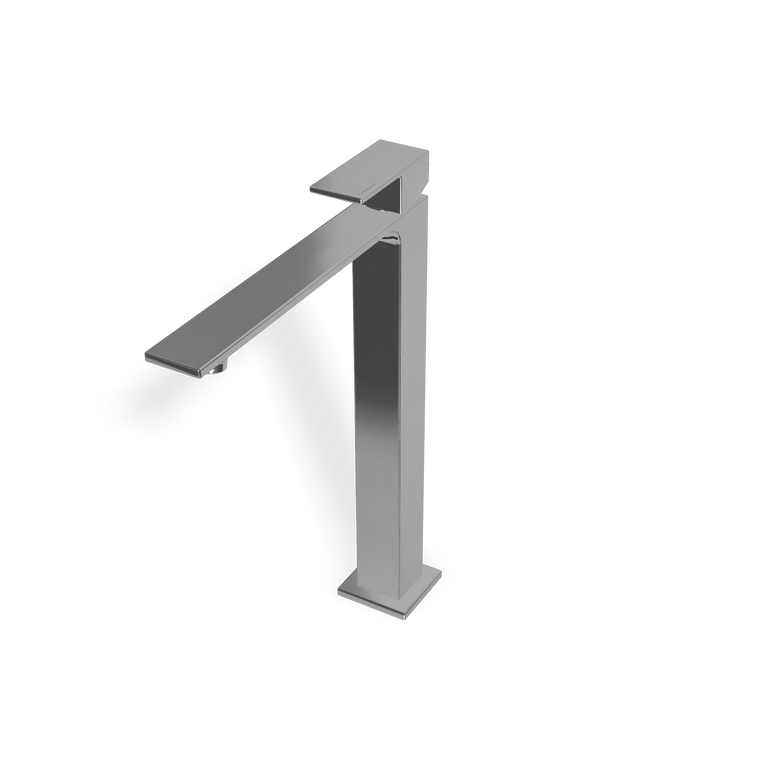 Treemme Q30 miscelatore monocomando lavabo alto 248mm in Cromo Lucido, vista frontale su sfondo bianco - Rubinetterie Treemme