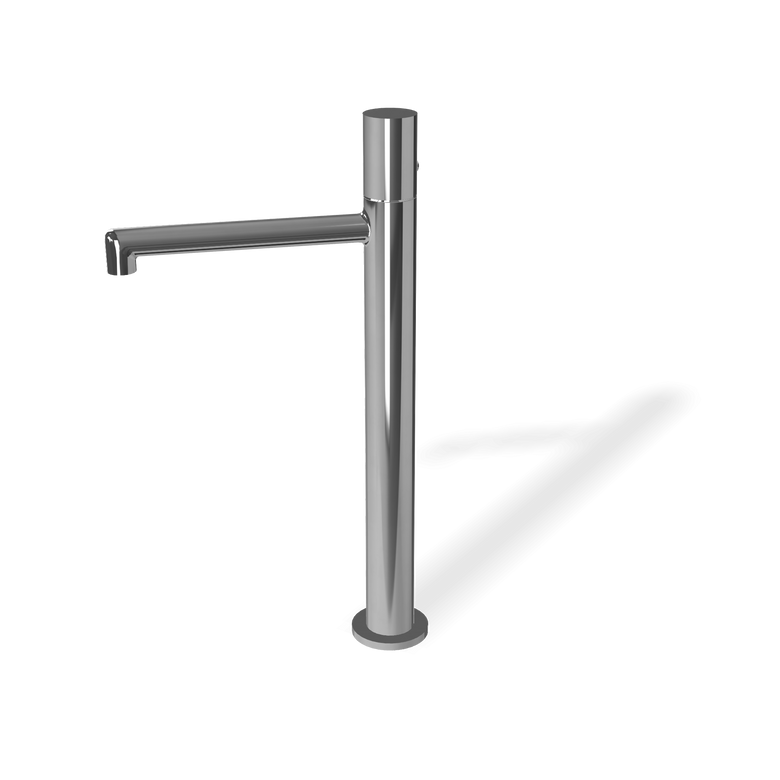 Treemme T30 Miscelatore lavabo alto in ottone cromo Cromo Lucido in cromato ambientato su piano bagno con accessori...