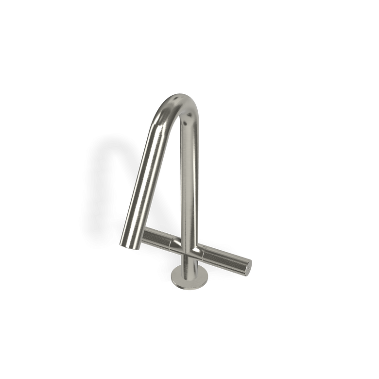 Treemme 22mm IT6014IS2GZZ miscelatore lavabo monoforo inox Acciaio, vista frontale su sfondo bianco - Rubinetterie Treemme