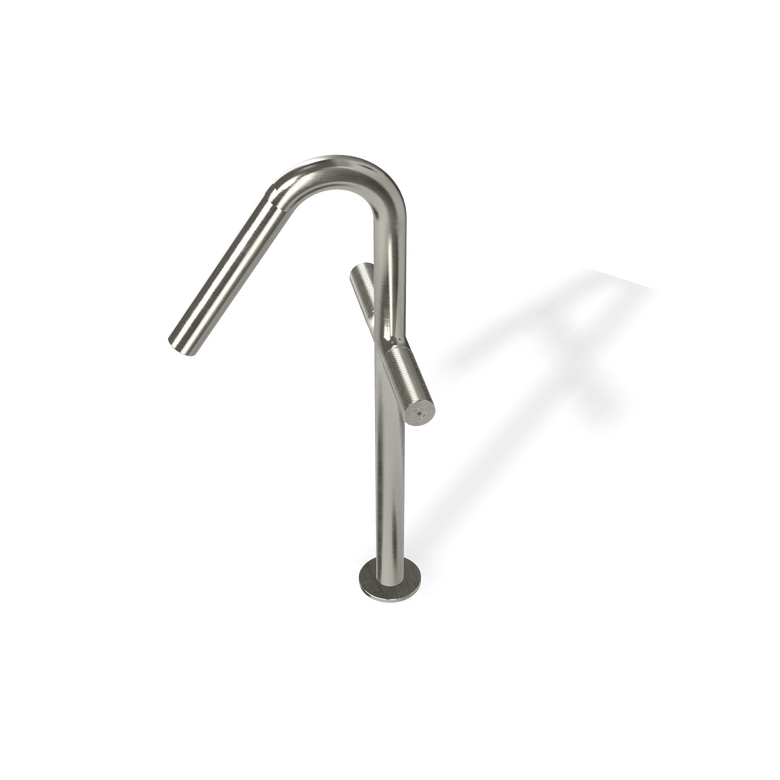 Treemme 22mm IT6015IS2GZZ miscelatore lavabo alto monoforo Acciaio, vista frontale su sfondo bianco - Rubinetterie Treemme