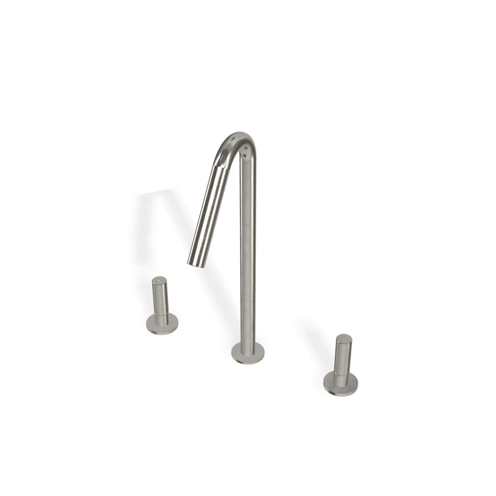 Treemme 22 mm batteria lavabo 260 in acciaio inox satinato ambientato su piano bagno con accessori - Rubinetterie Treemme