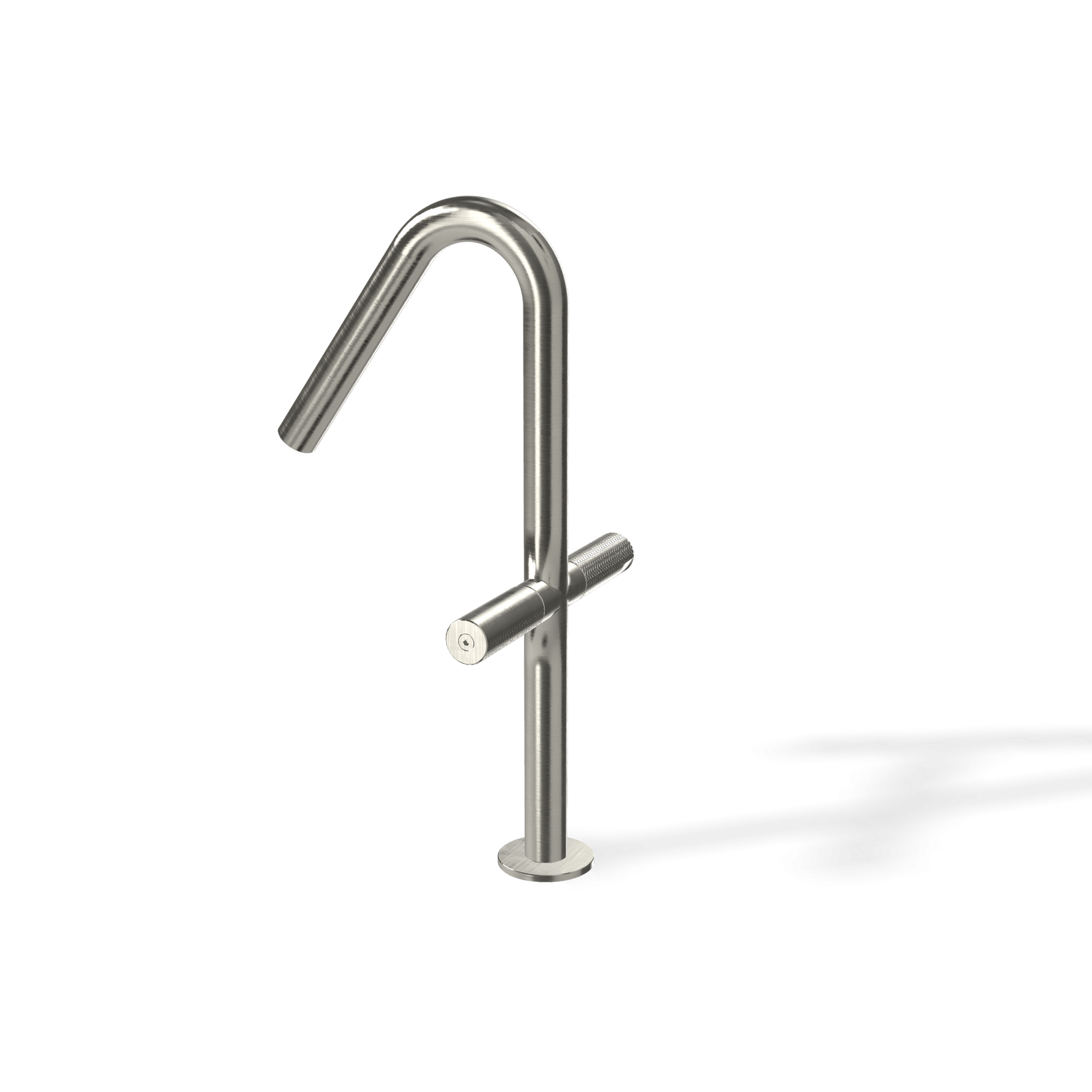 Treemme 22mm miscelatore lavabo alto monoforo inox satinato Acciaio, vista laterale del profilo e della forma...