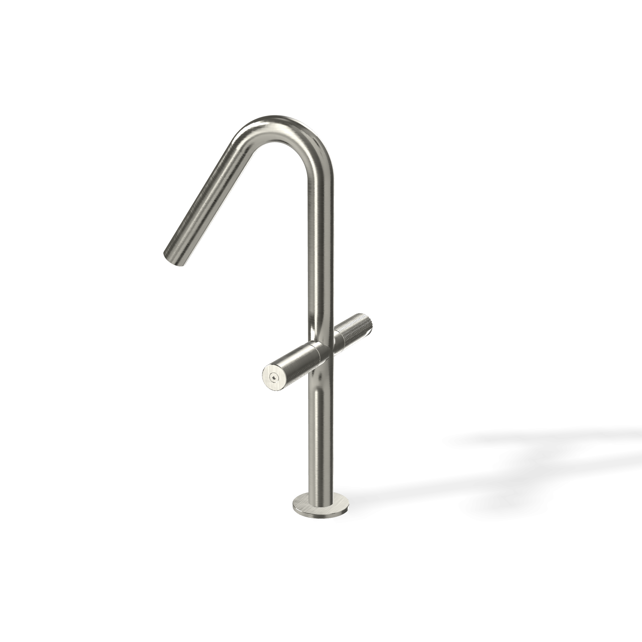 Treemme 22mm miscelatore lavabo alto monoforo inox satinato Acciaio, vista laterale del profilo e della forma...