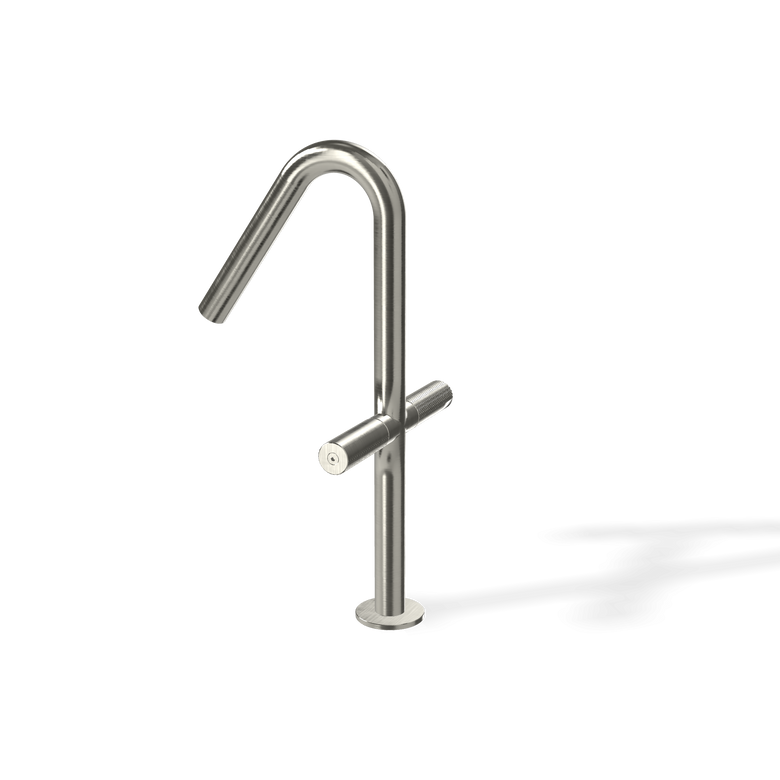Treemme 22mm miscelatore lavabo alto monoforo inox satinato Acciaio, vista laterale del profilo e della forma...