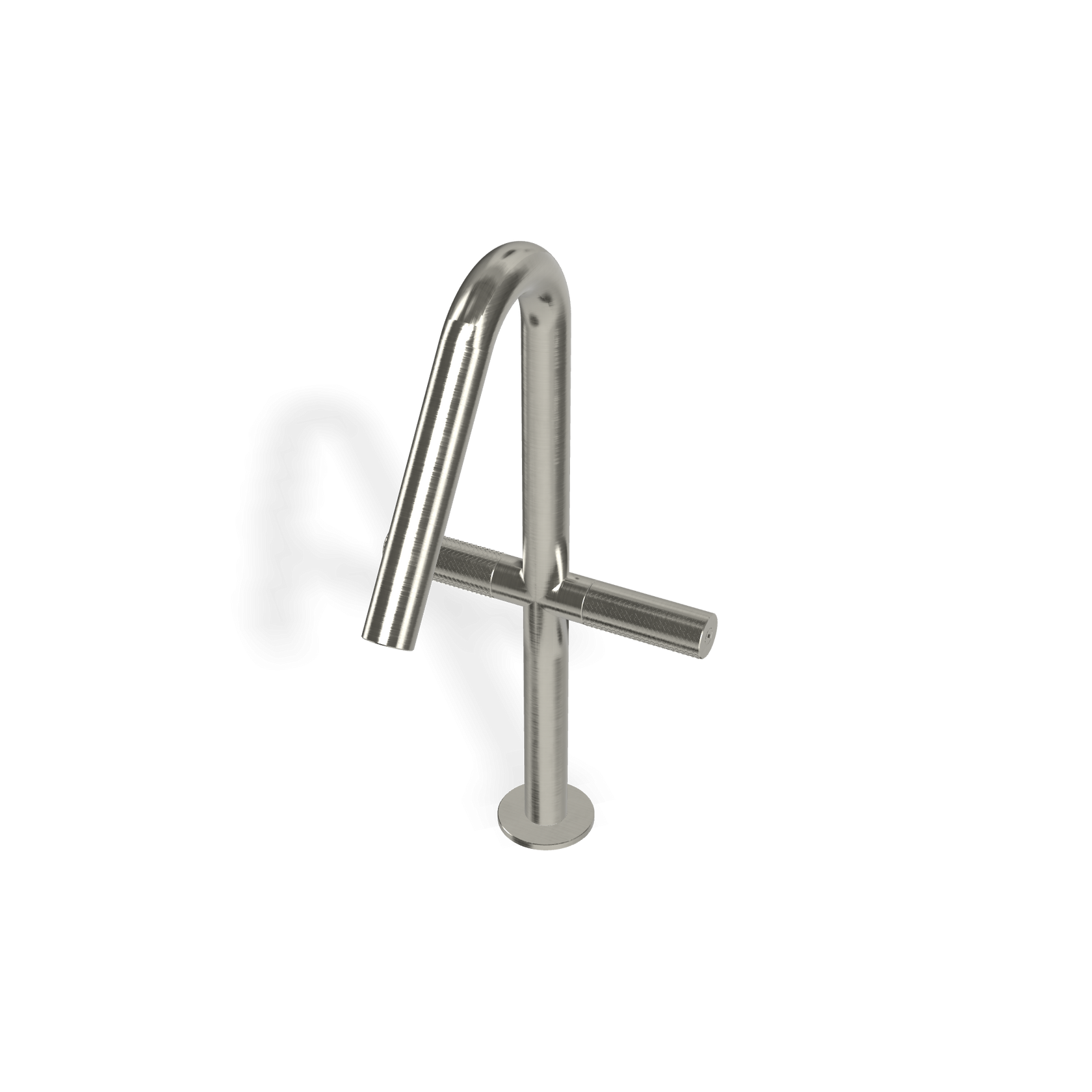 Treemme 22mm miscelatore lavabo alto monoforo inox satinato Acciaio, vista frontale su sfondo bianco - Rubinetterie Treemme