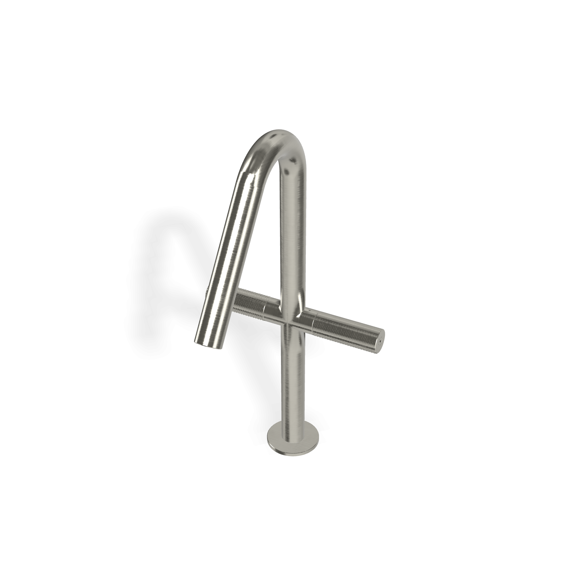 Treemme 22mm miscelatore lavabo alto monoforo inox satinato Acciaio, vista frontale su sfondo bianco - Rubinetterie Treemme