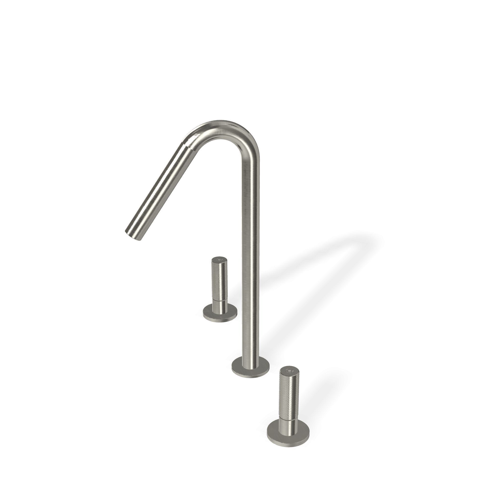Treemme 22mm batteria lavabo alto inox satinato IT6054IS2GZZ Acciaio, vista frontale su sfondo bianco - Rubinetterie Treemme