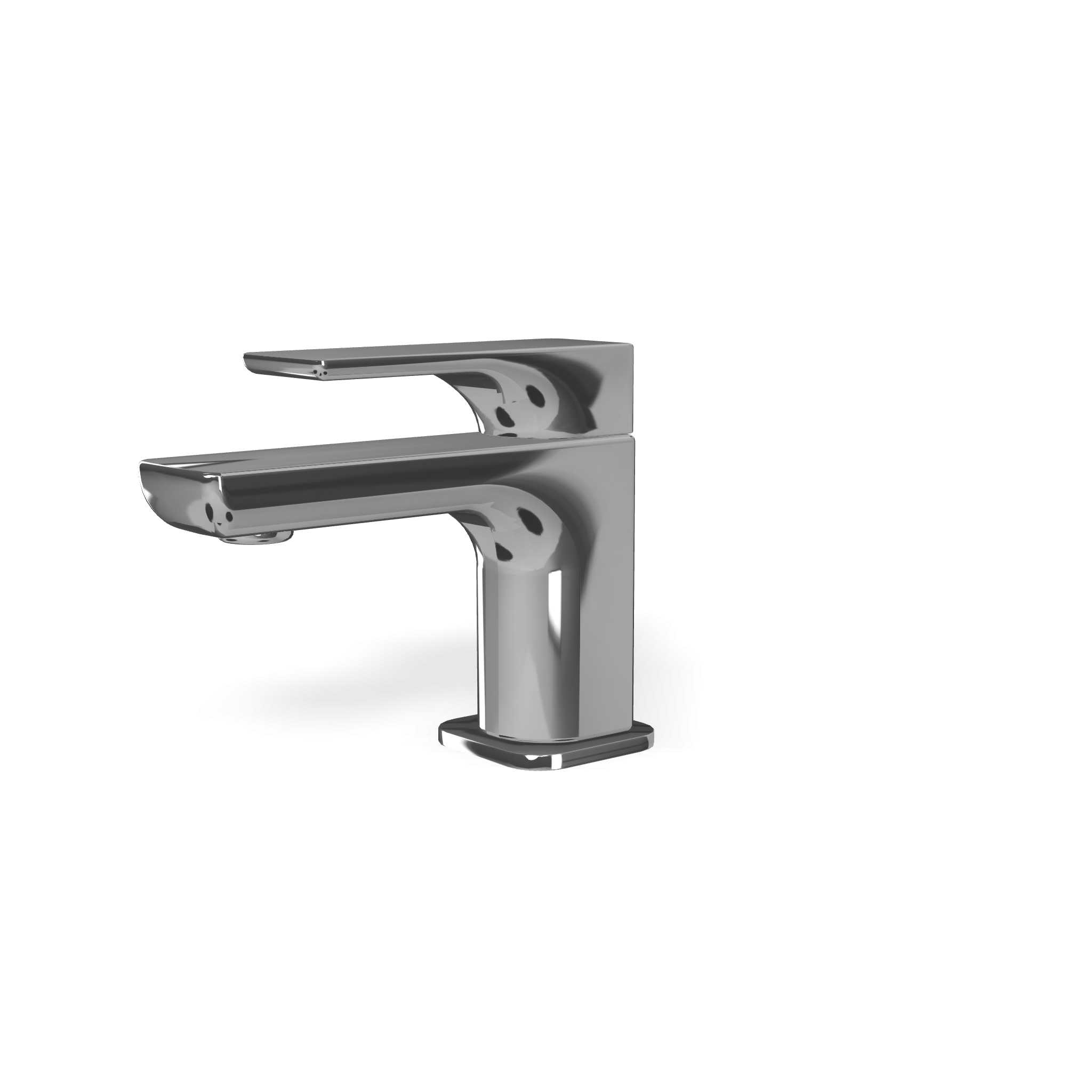 Treemme Hask rubinetto lavabo monocomando acqua fredda cromo Cromo Lucido, vista laterale del profilo e della forma...