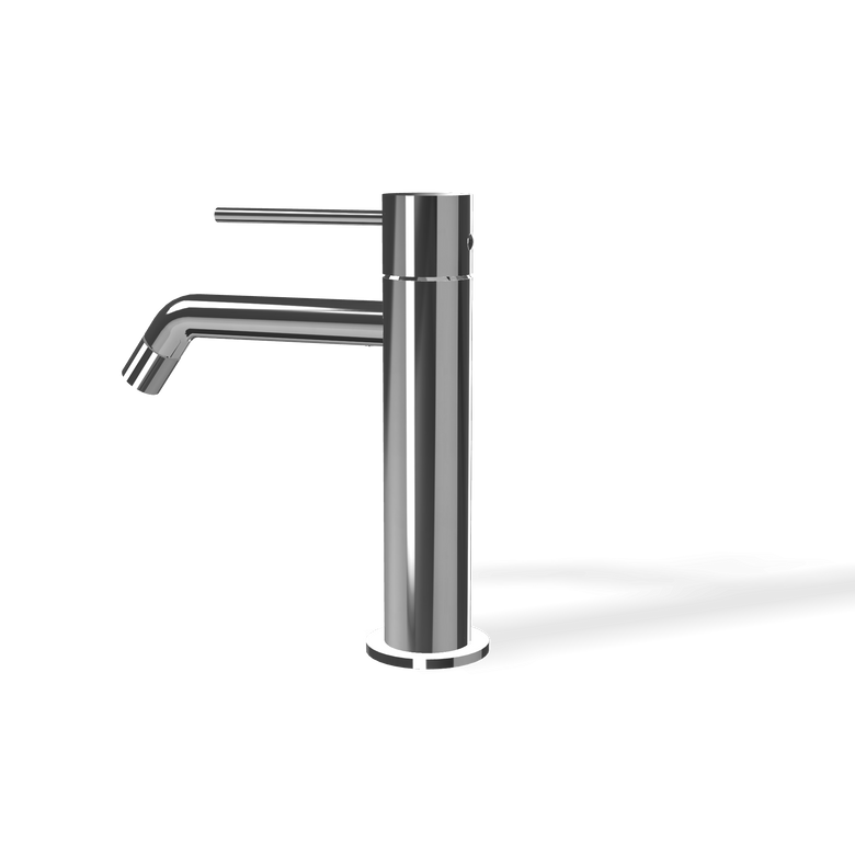 Treemme Up+ miscelatore lavabo 103 mm senza scarico cromo Cromo Lucido, vista frontale su sfondo bianco - Rubinetterie...