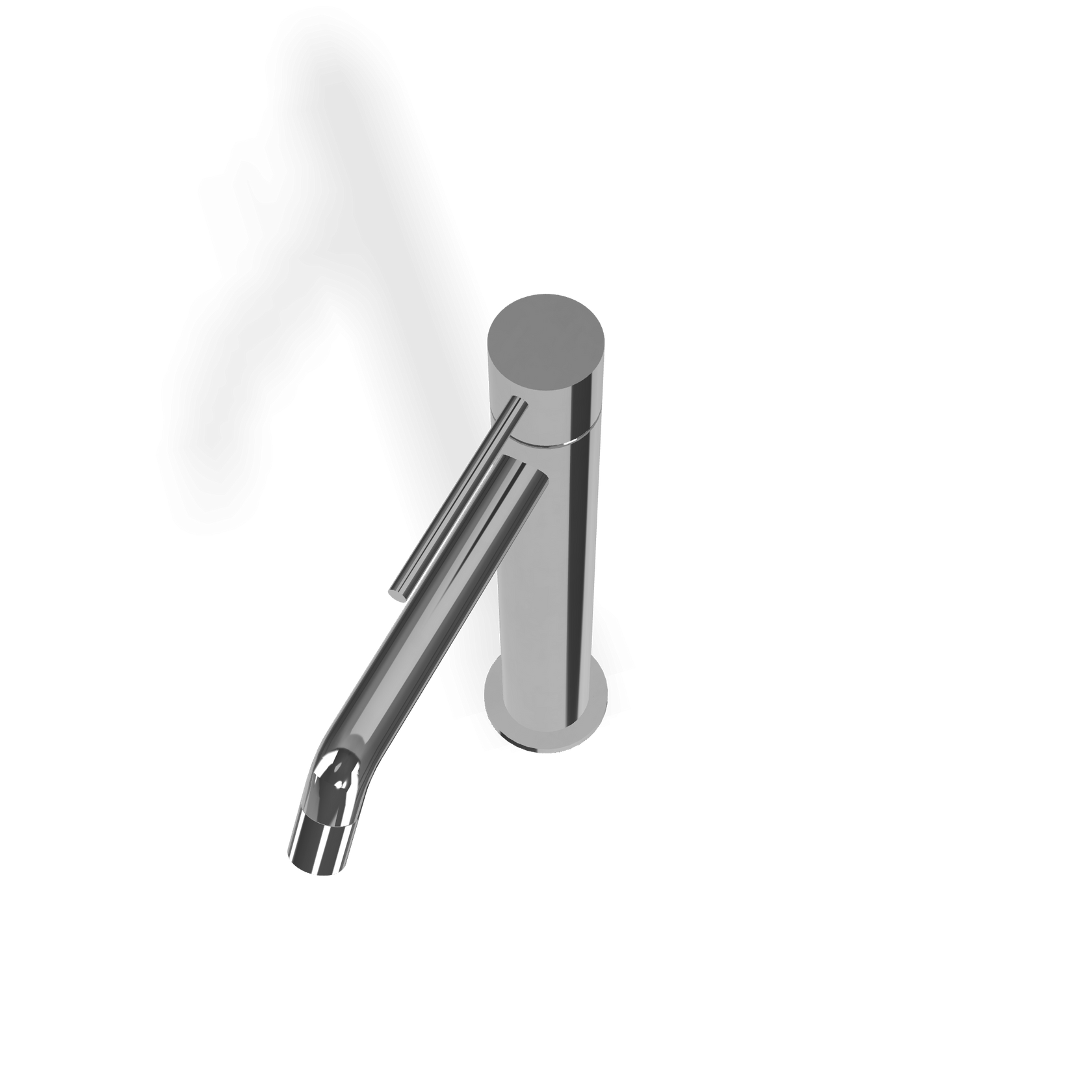 Treemme Up+ IT6B27CCUPCL miscelatore lavabo alto in ottone Cromo Lucido visto dall'alto con scarico e interno visibili...